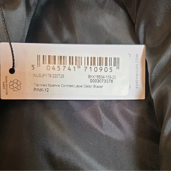 Karen Millen Women's Tailored Sparkle Contras Blazer Pink Purple Size 8 NEW - Picture 8 of 13